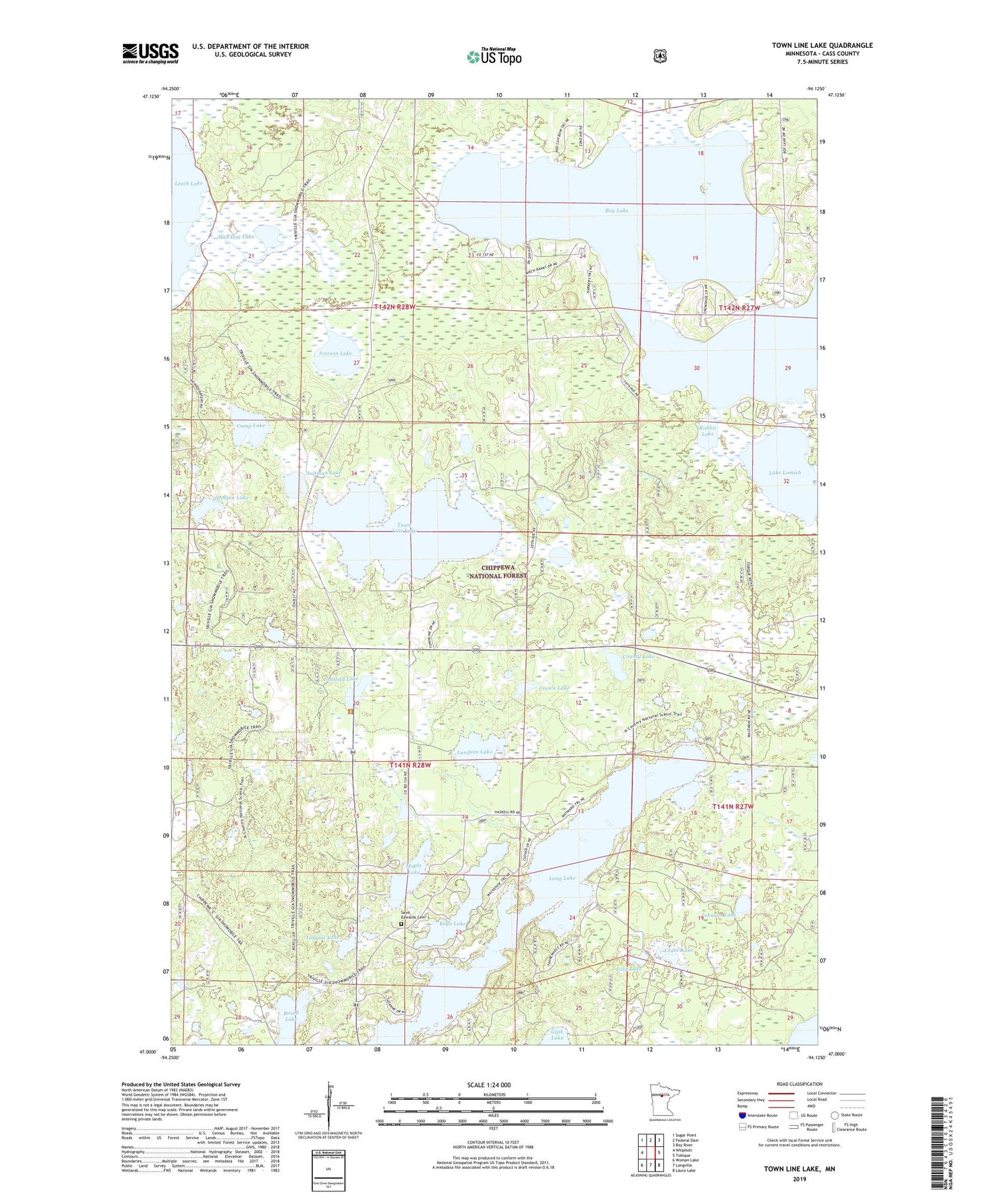 Town Line Lake Minnesota US Topo Map Image