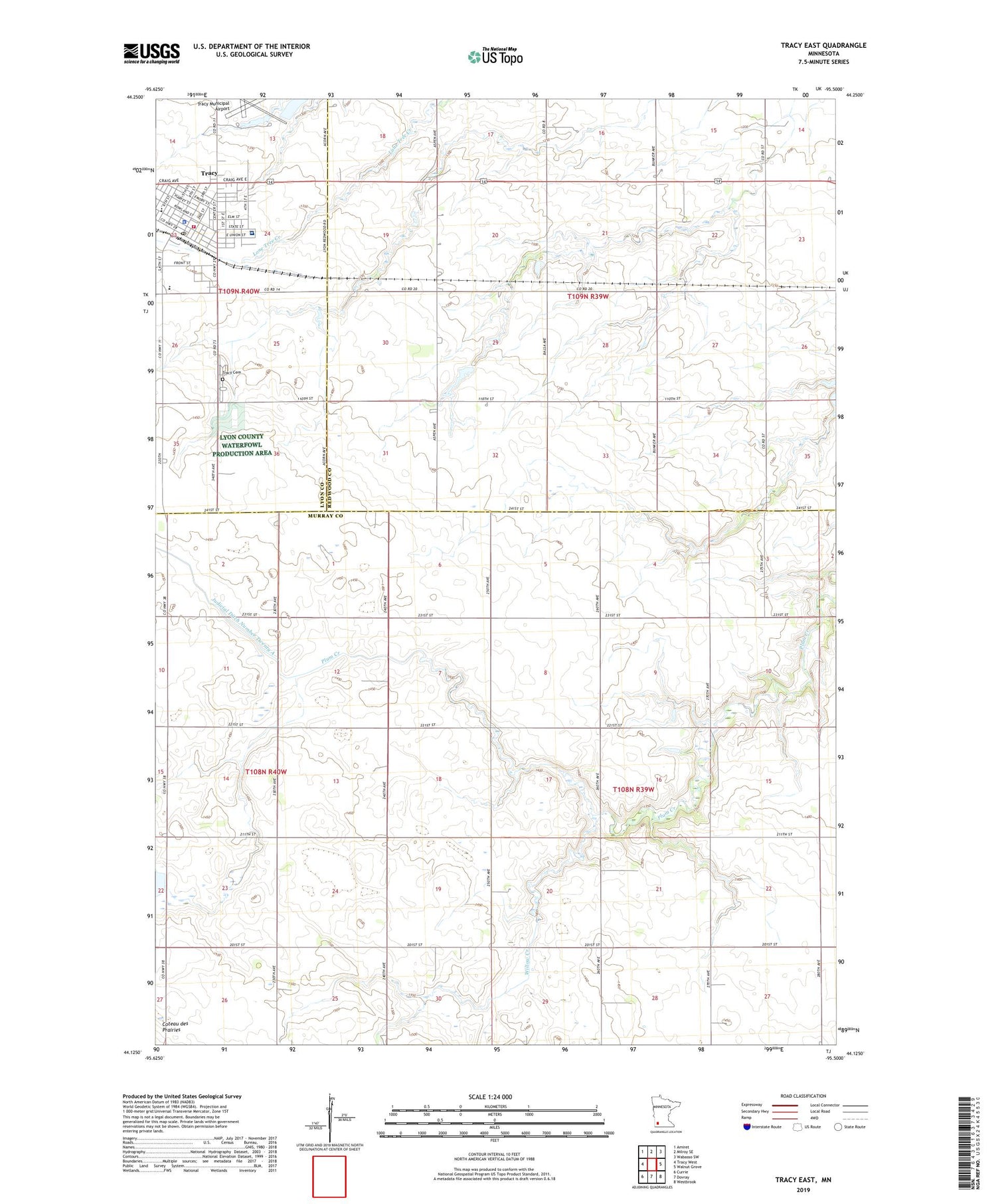 Tracy East Minnesota US Topo Map Image