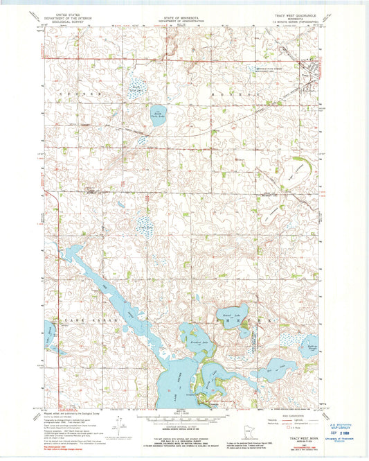 Classic USGS Tracy West Minnesota 7.5'x7.5' Topo Map Image