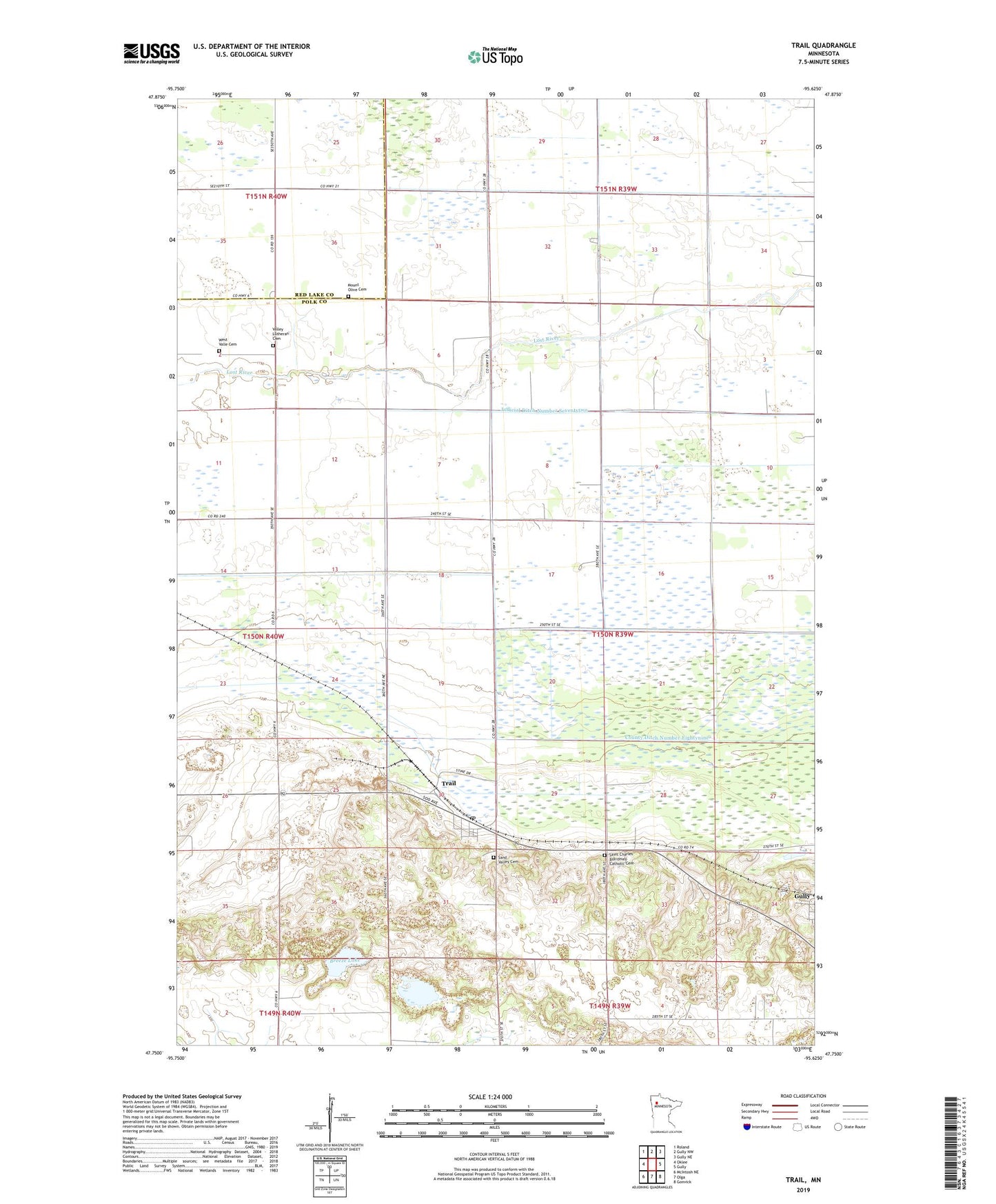Trail Minnesota US Topo Map Image