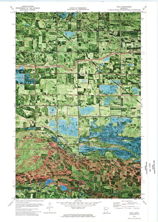 Classic USGS Trail Minnesota 7.5'x7.5' Topo Map Image
