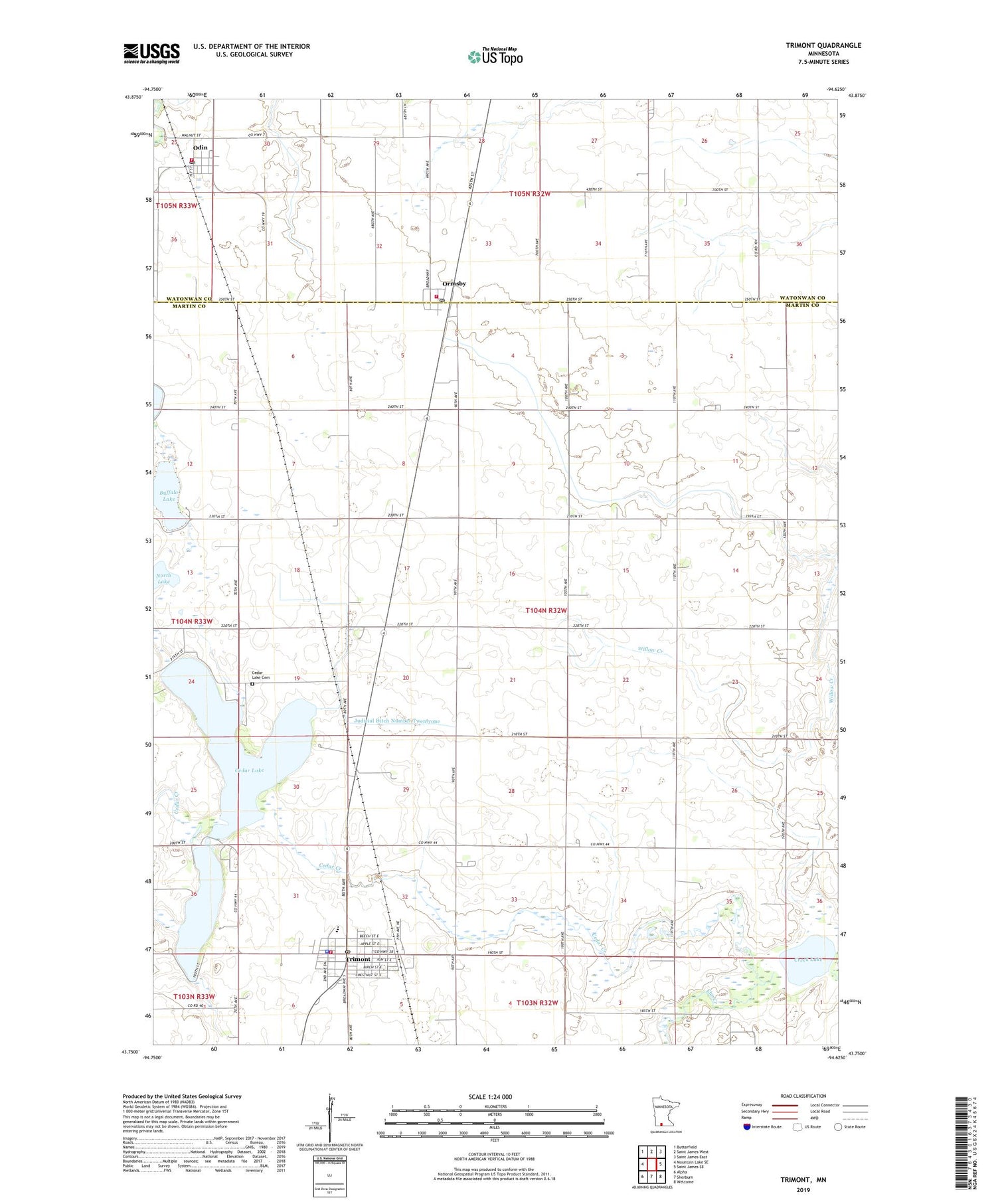 Trimont Minnesota US Topo Map Image