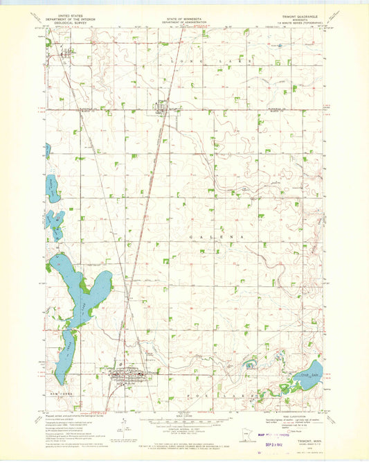 Classic USGS Trimont Minnesota 7.5'x7.5' Topo Map Image