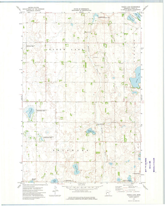 Classic USGS Trisko Lake Minnesota 7.5'x7.5' Topo Map Image
