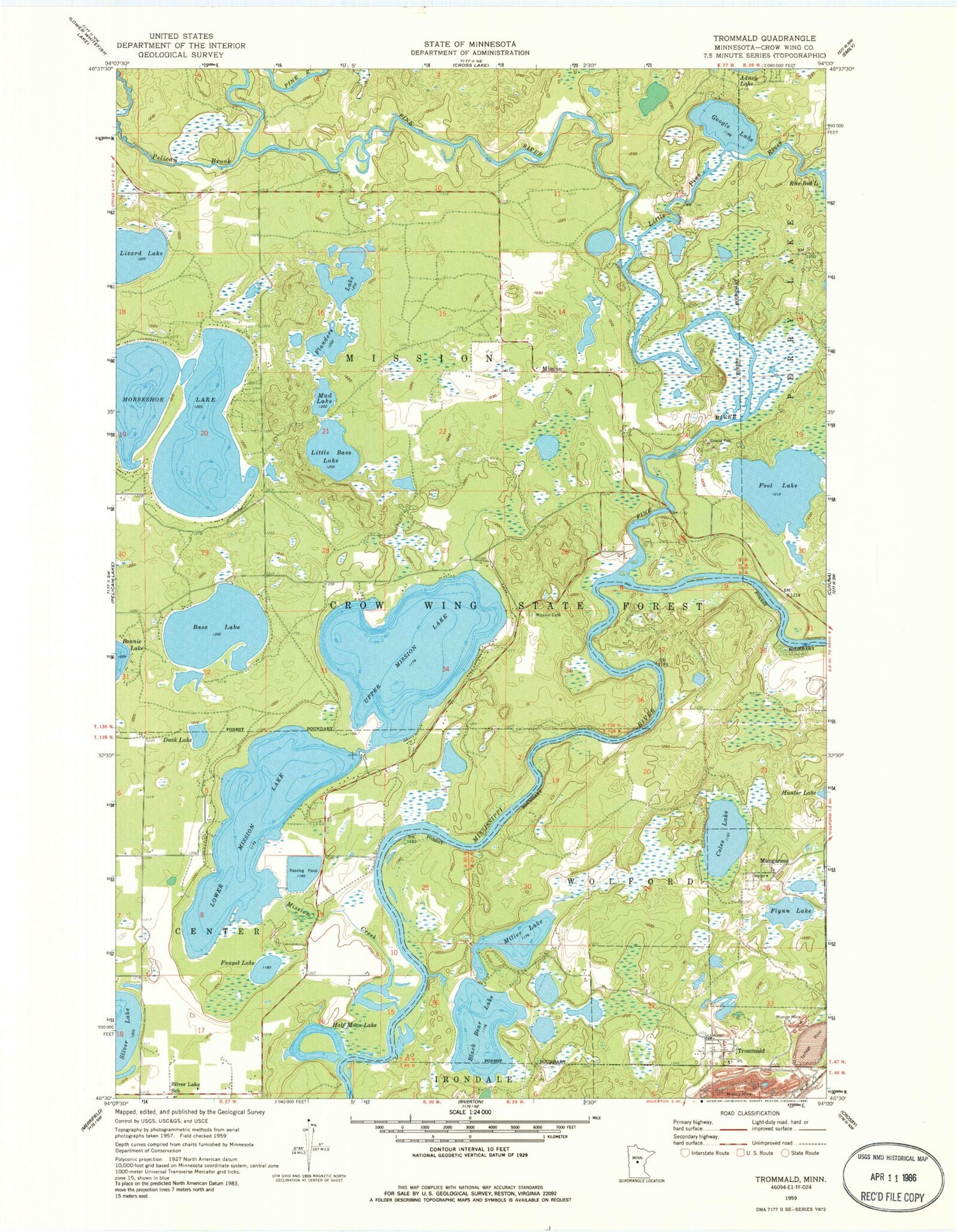 Classic USGS Trommald Minnesota 7.5'x7.5' Topo Map Image