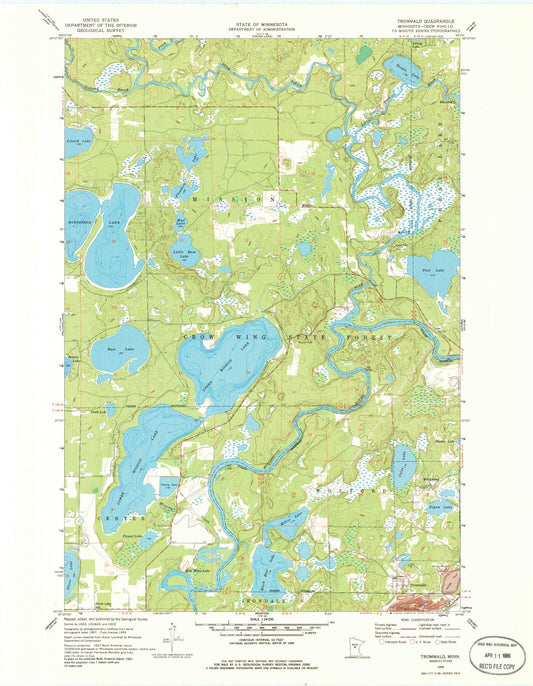 Classic USGS Trommald Minnesota 7.5'x7.5' Topo Map Image