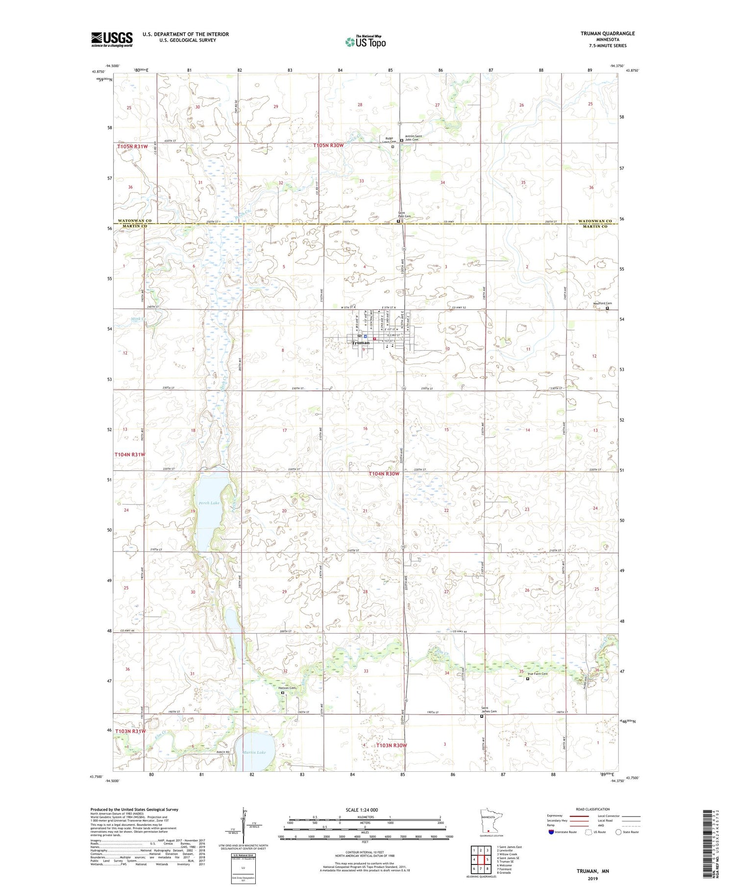 Truman Minnesota US Topo Map Image