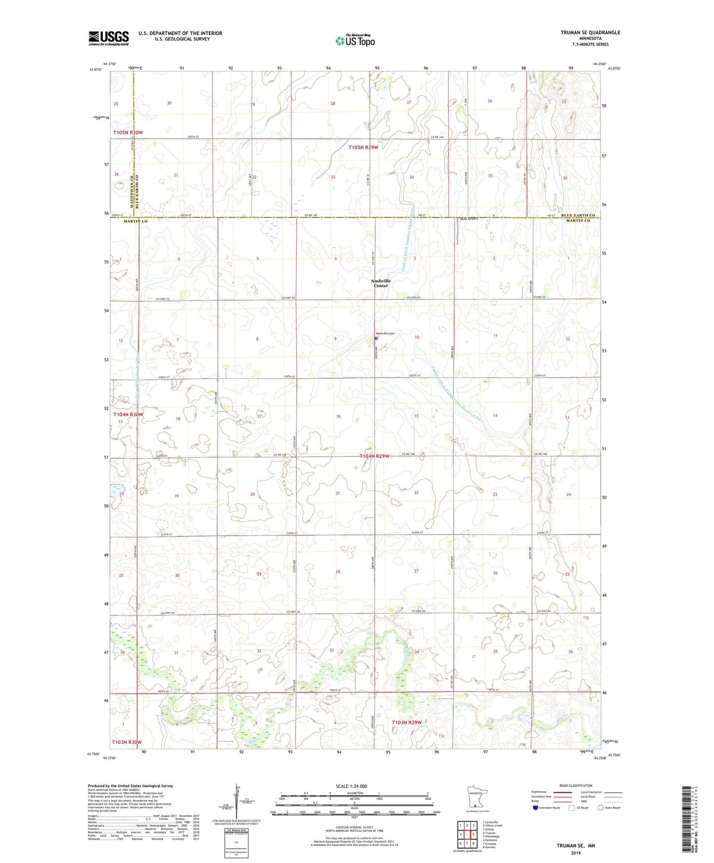 Truman SE Minnesota US Topo Map Image