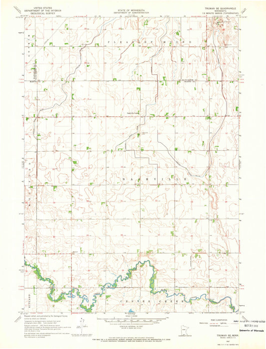 Classic USGS Truman SE Minnesota 7.5'x7.5' Topo Map Image