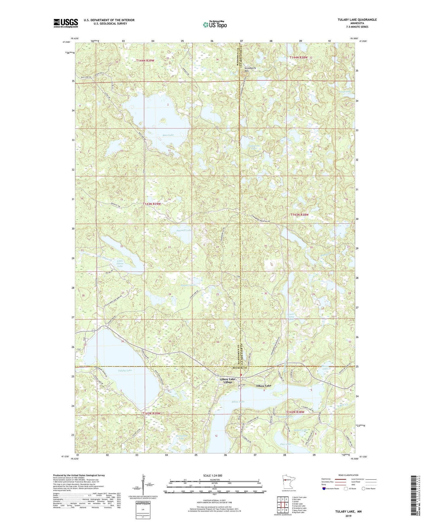 Tulaby Lake Minnesota US Topo Map Image