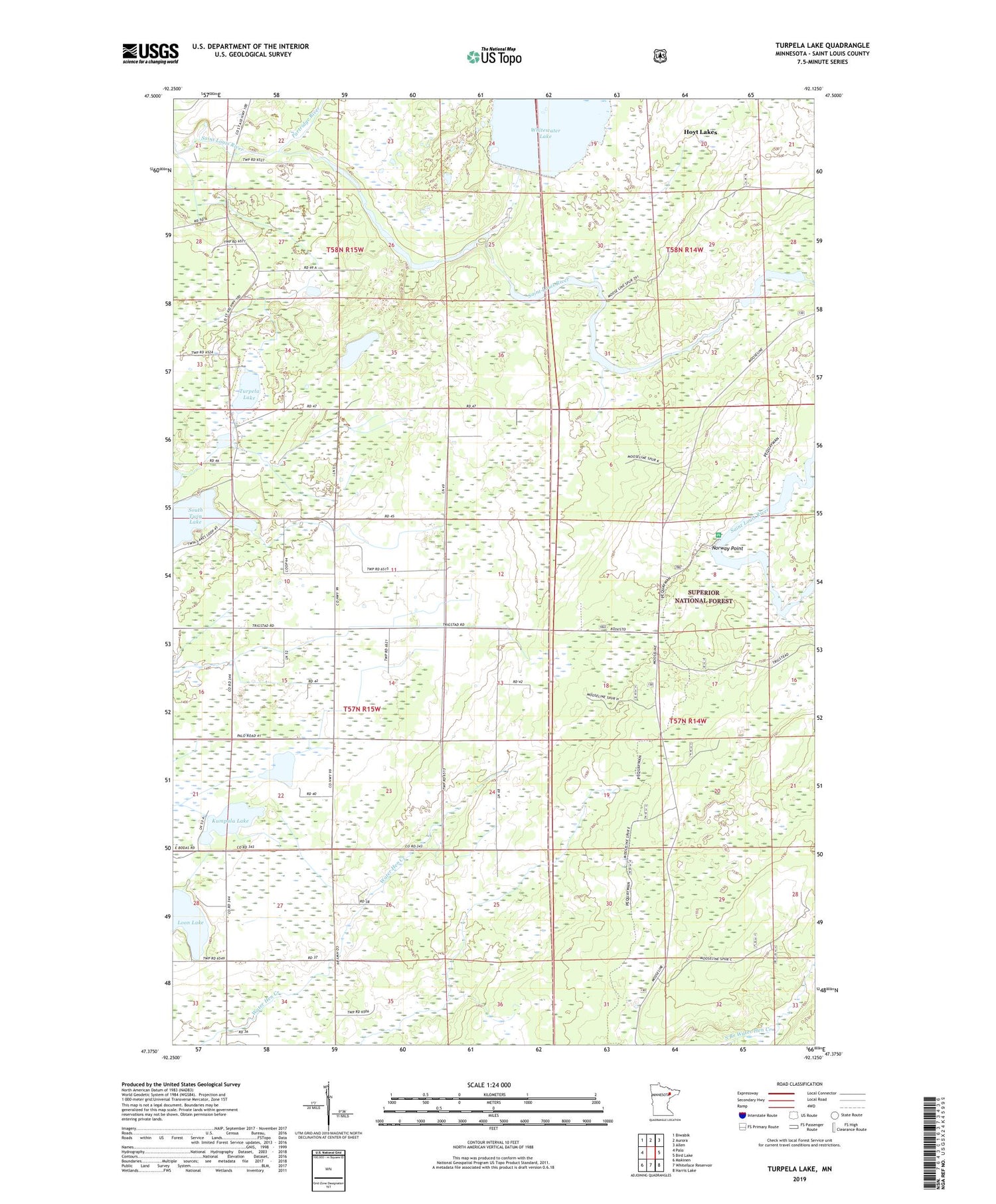 Turpela Lake Minnesota US Topo Map Image