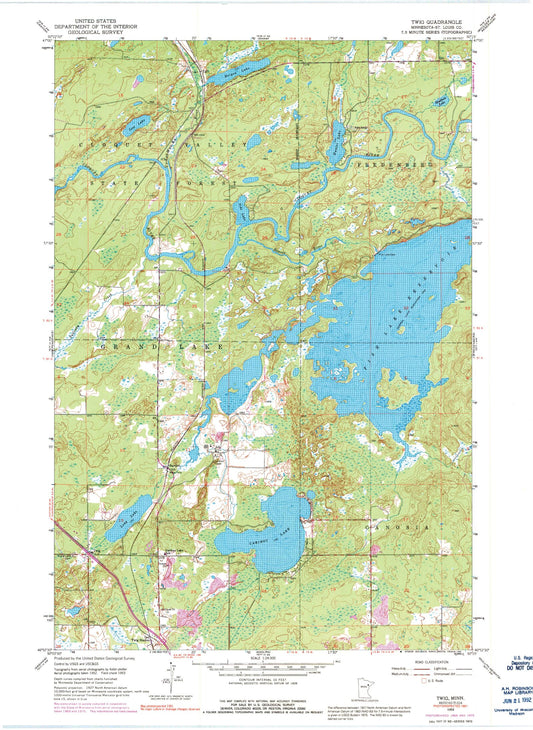Classic USGS Twig Minnesota 7.5'x7.5' Topo Map Image