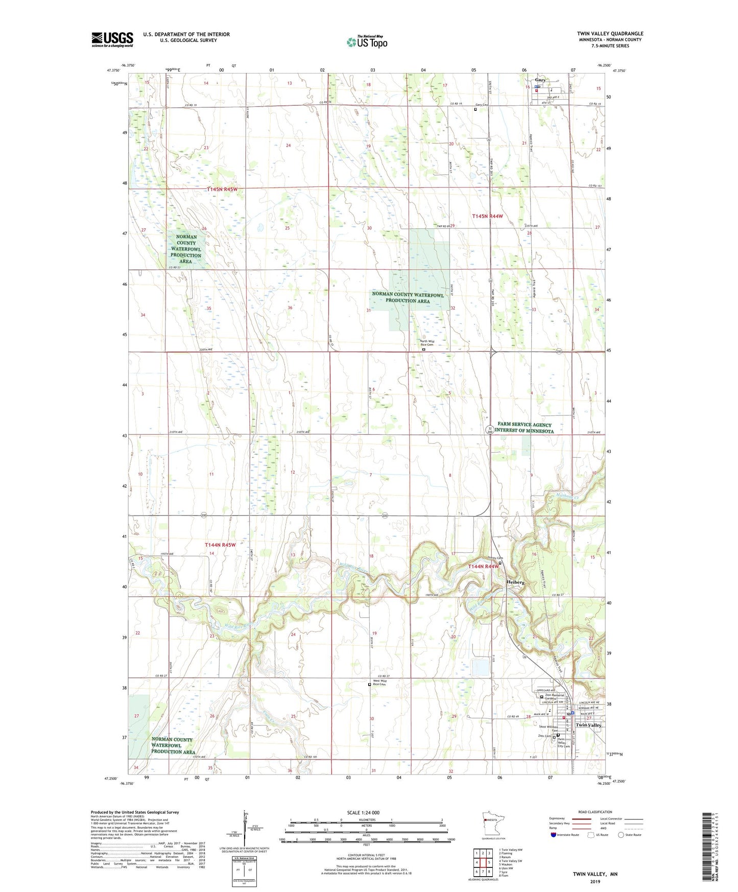 Twin Valley Minnesota US Topo Map Image