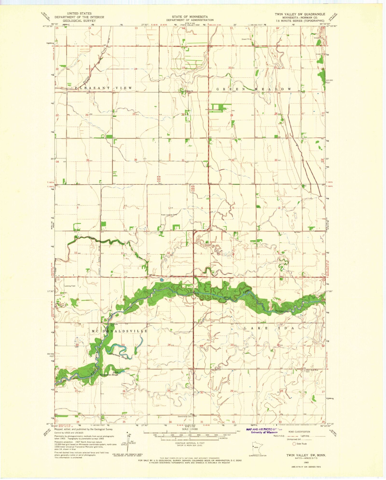 Classic USGS Twin Valley SW Minnesota 7.5'x7.5' Topo Map – MyTopo Map Store