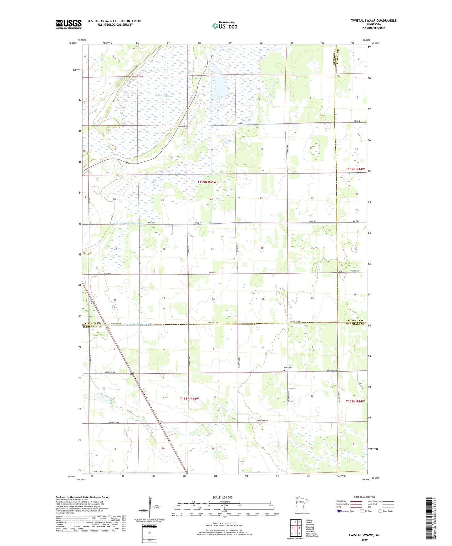 Twistal Swamp Minnesota US Topo Map Image