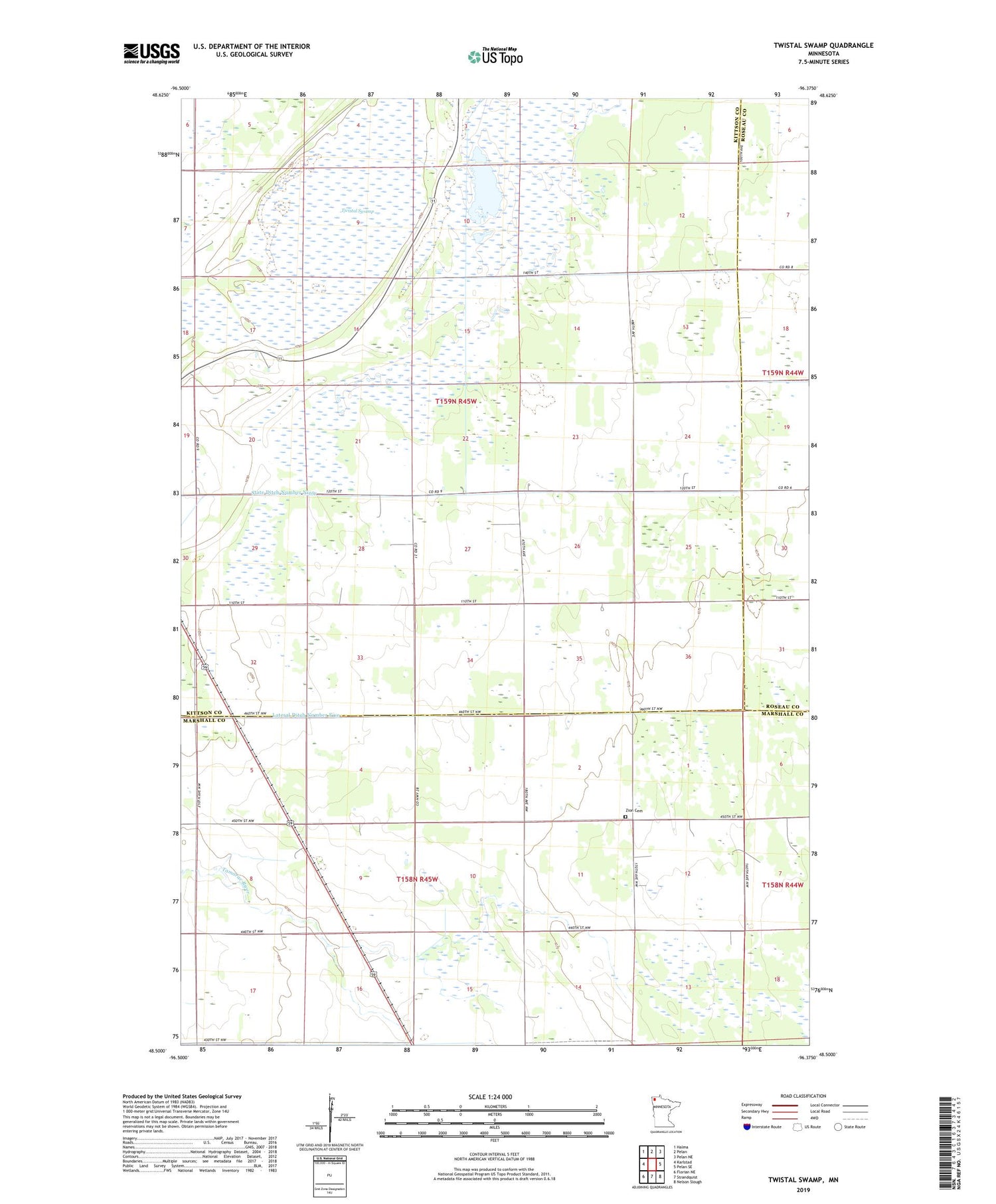 Twistal Swamp Minnesota US Topo Map Image
