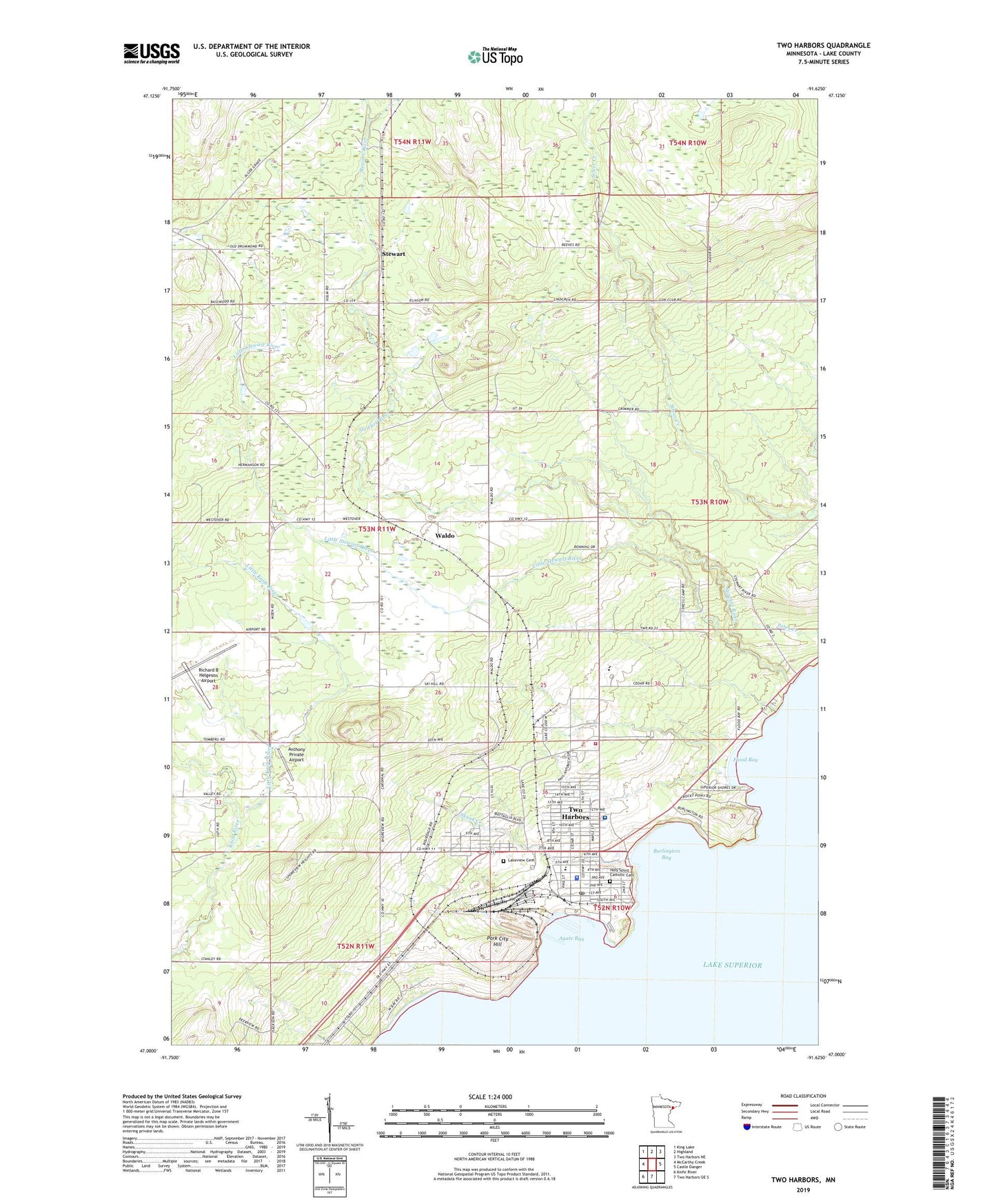 Two Harbors Minnesota US Topo Map Image