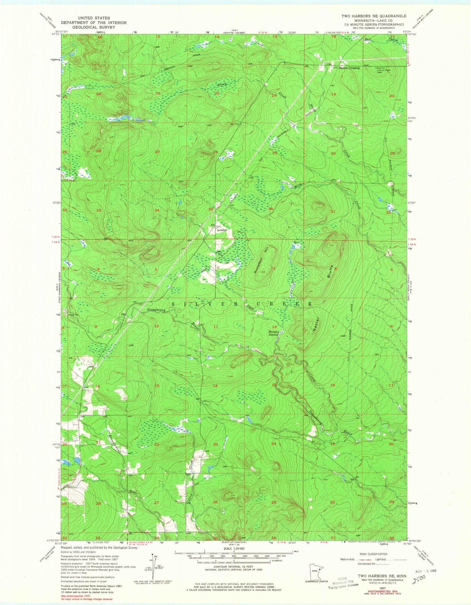 Classic USGS Two Harbors NE Minnesota 7.5'x7.5' Topo Map Image