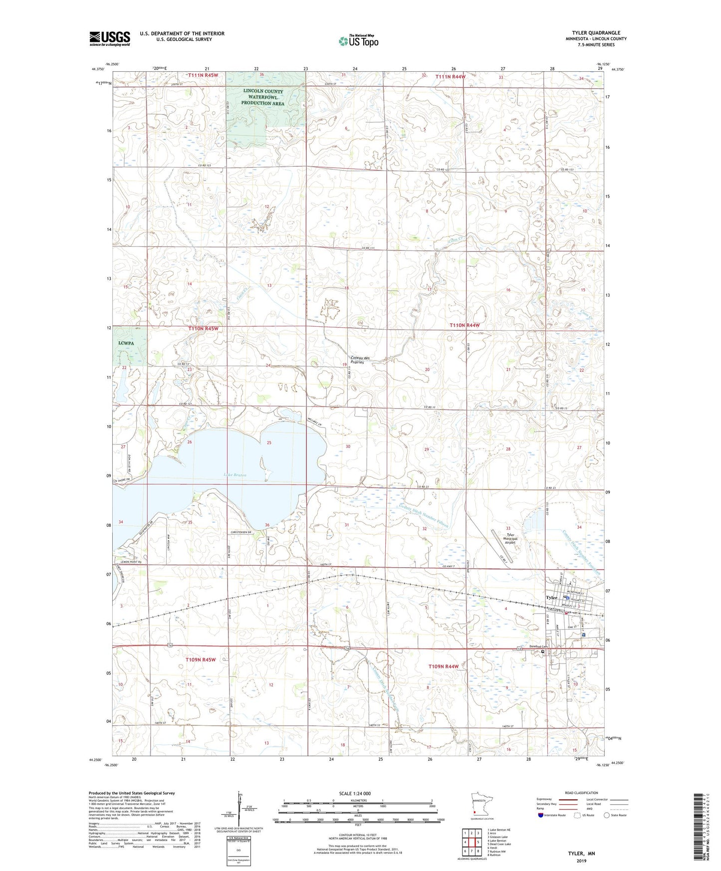 Tyler Minnesota US Topo Map Image