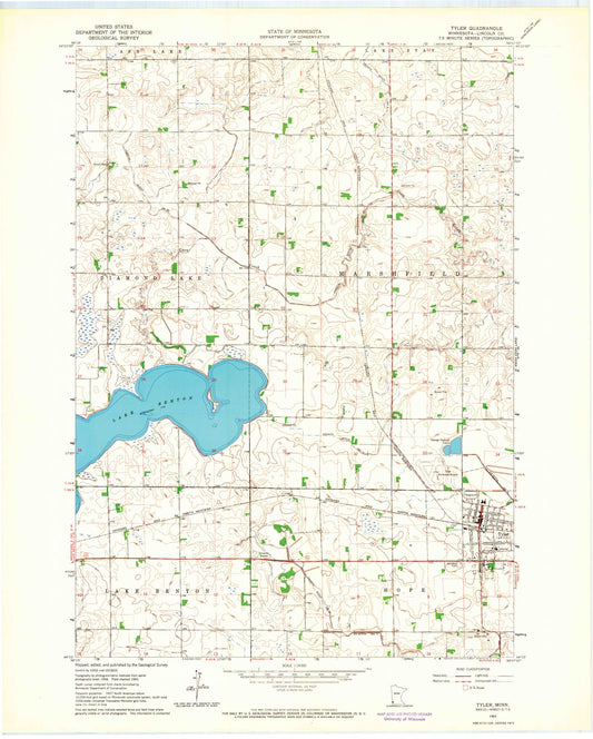 Classic USGS Tyler Minnesota 7.5'x7.5' Topo Map Image