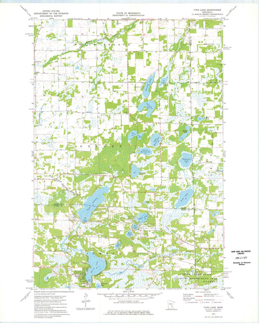 Classic USGS Typo Lake Minnesota 7.5'x7.5' Topo Map Image