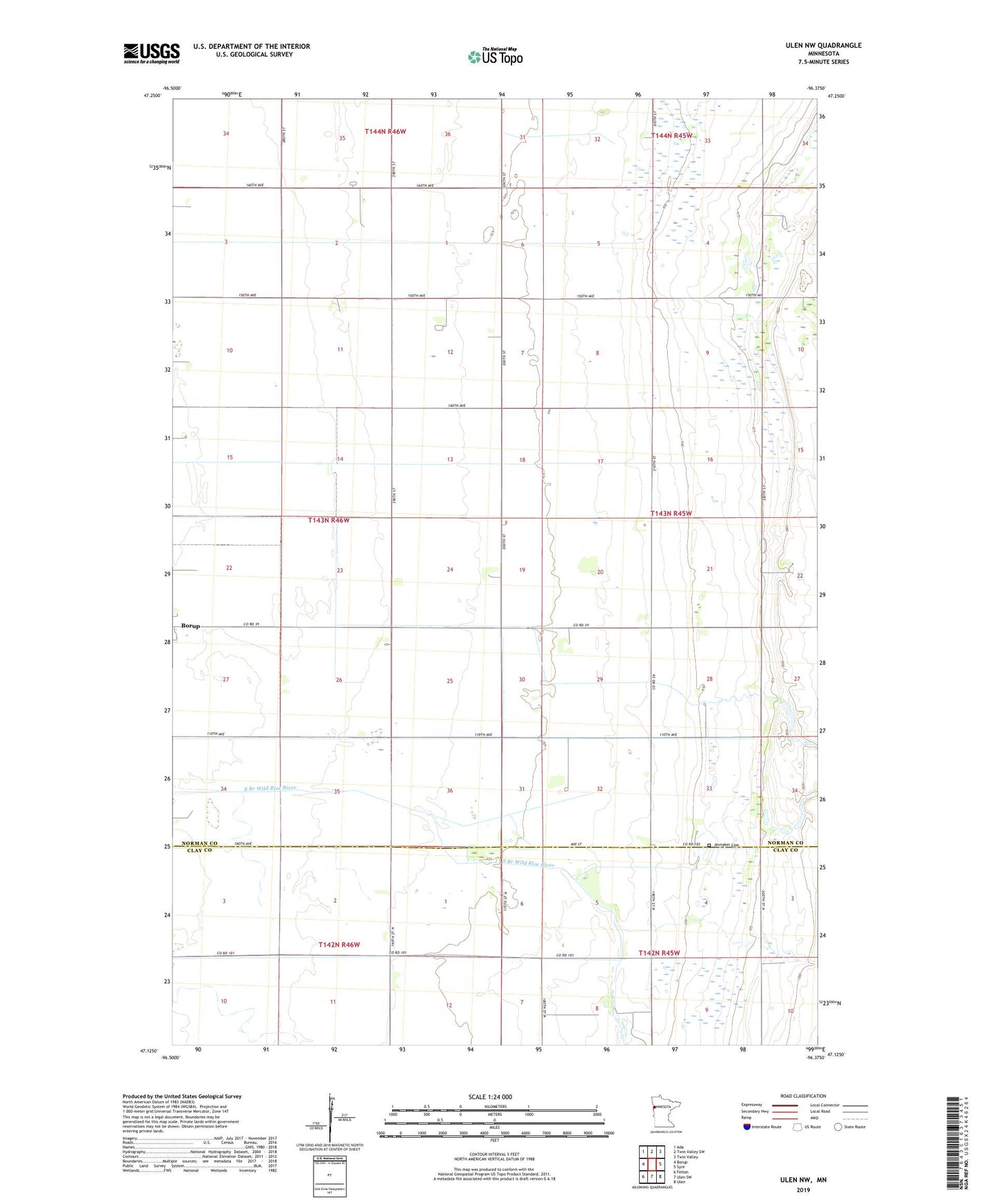 Ulen NW Minnesota US Topo Map Image