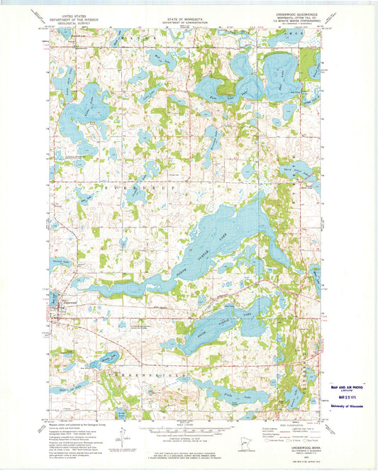 Classic USGS Underwood Minnesota 7.5'x7.5' Topo Map Image