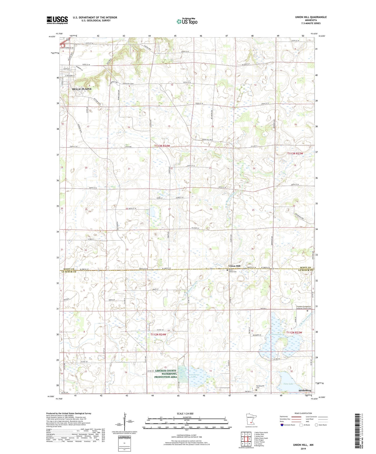 Union Hill Minnesota US Topo Map Image