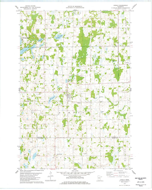 Classic USGS Upsala Minnesota 7.5'x7.5' Topo Map Image