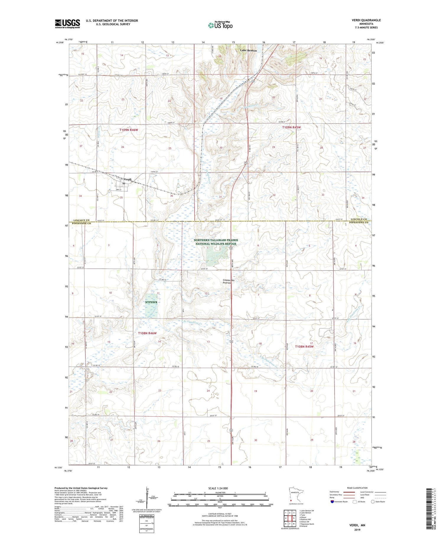 Verdi Minnesota US Topo Map Image