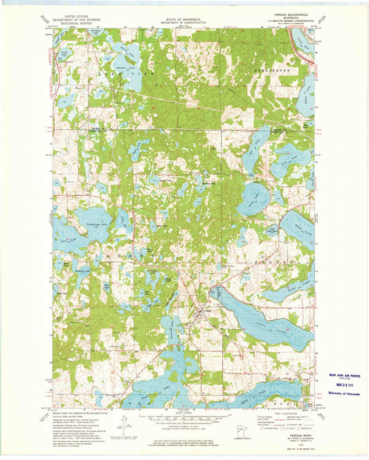 Classic USGS Vergas Minnesota 7.5'x7.5' Topo Map Image