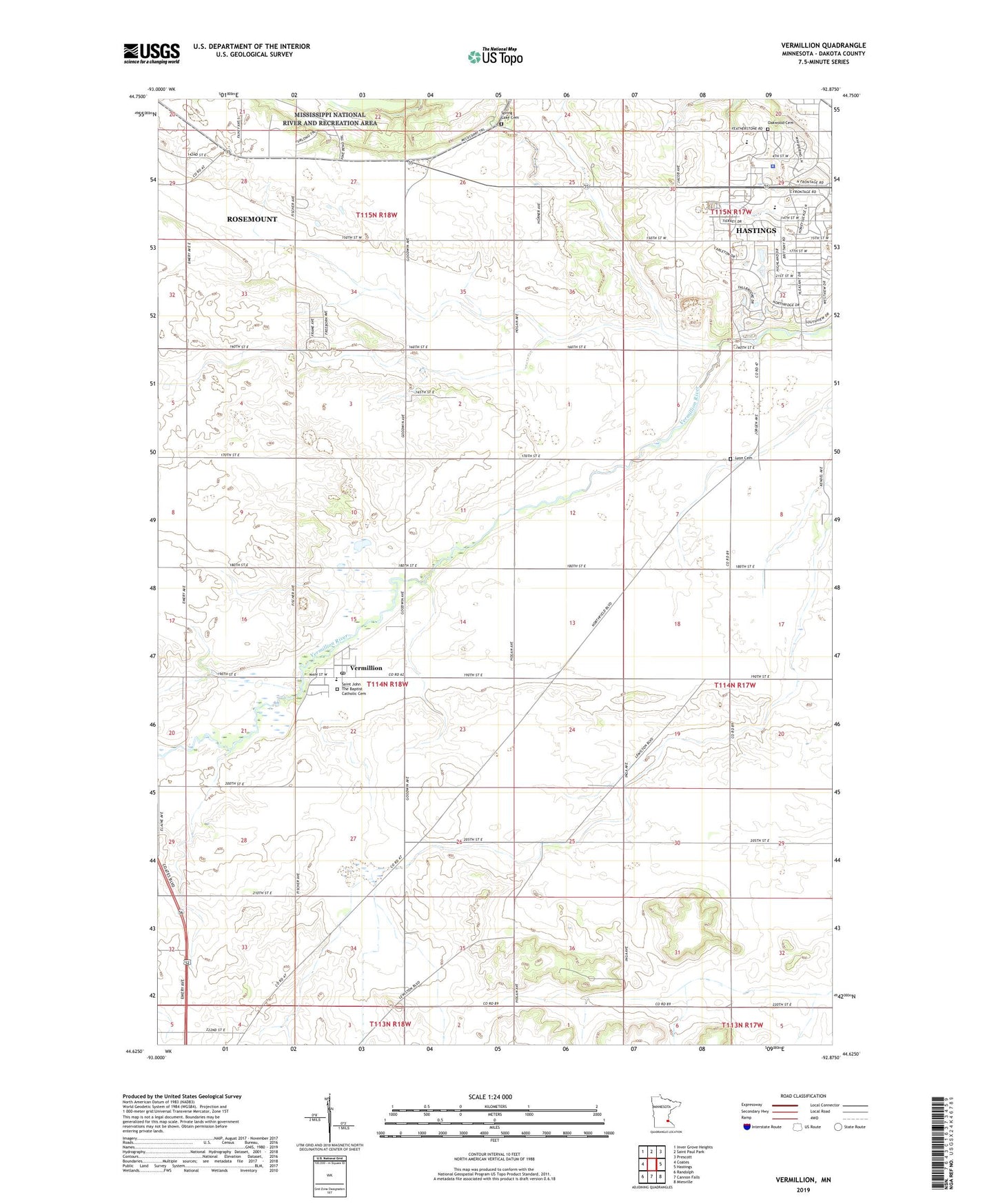 Vermillion Minnesota US Topo Map Image