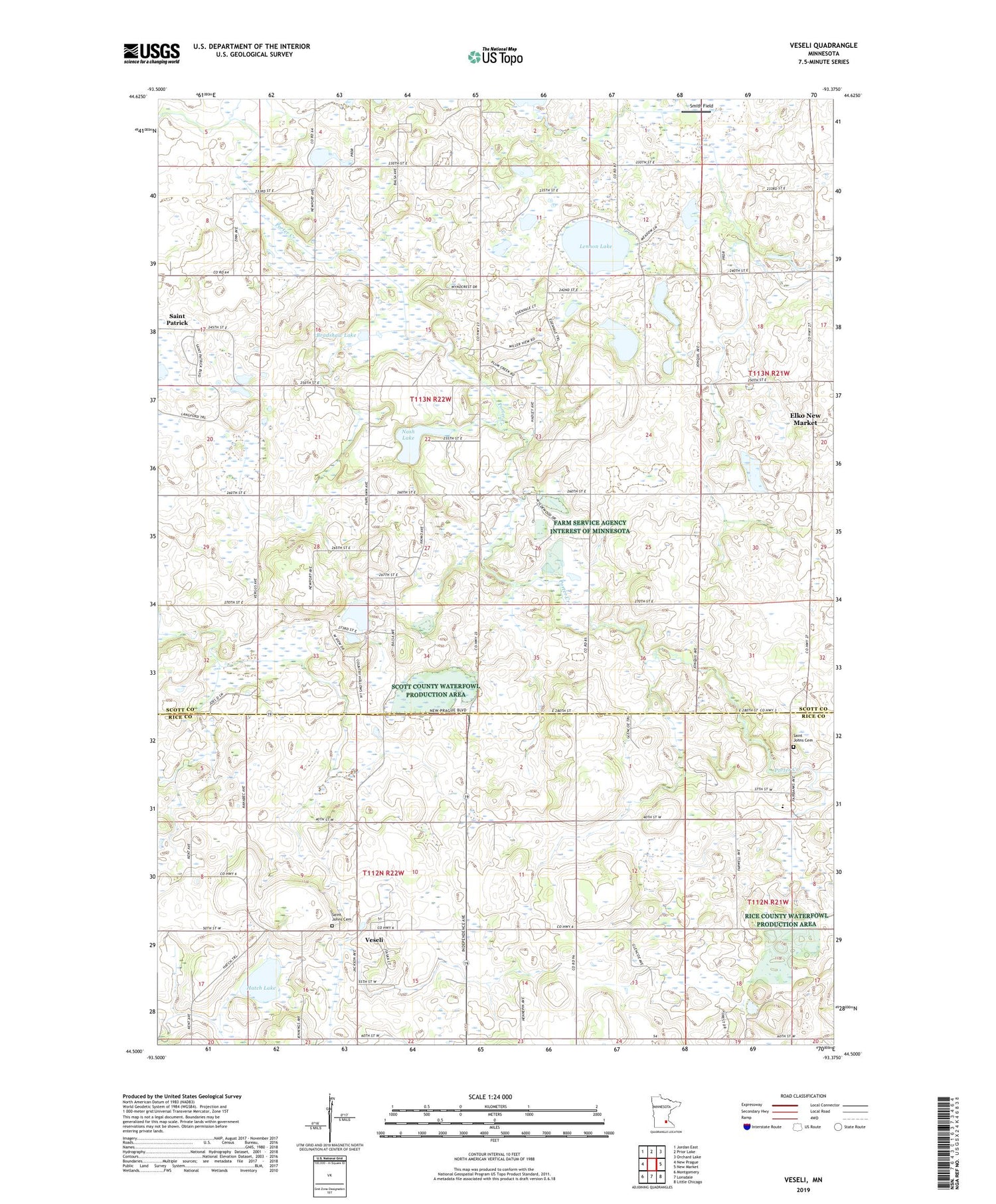 Veseli Minnesota US Topo Map Image