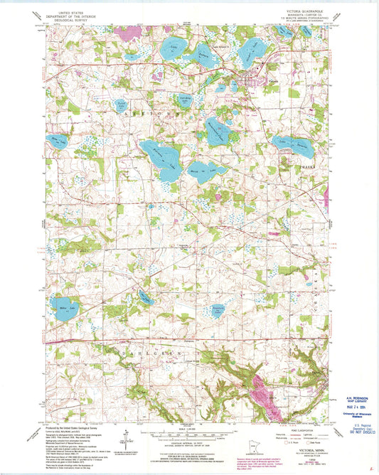 Classic USGS Victoria Minnesota 7.5'x7.5' Topo Map Image