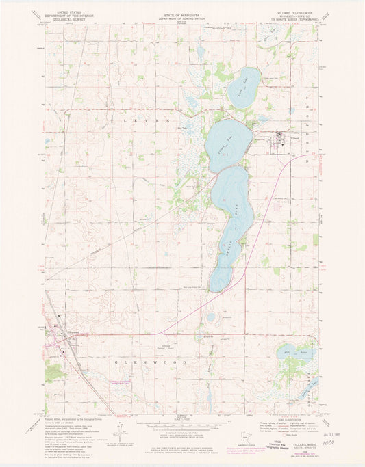 Classic USGS Villard Minnesota 7.5'x7.5' Topo Map Image