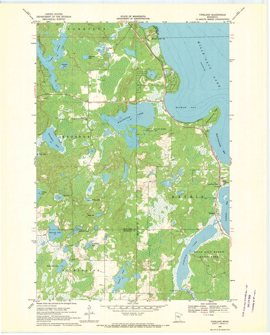 Classic USGS Vineland Minnesota 7.5'x7.5' Topo Map Image