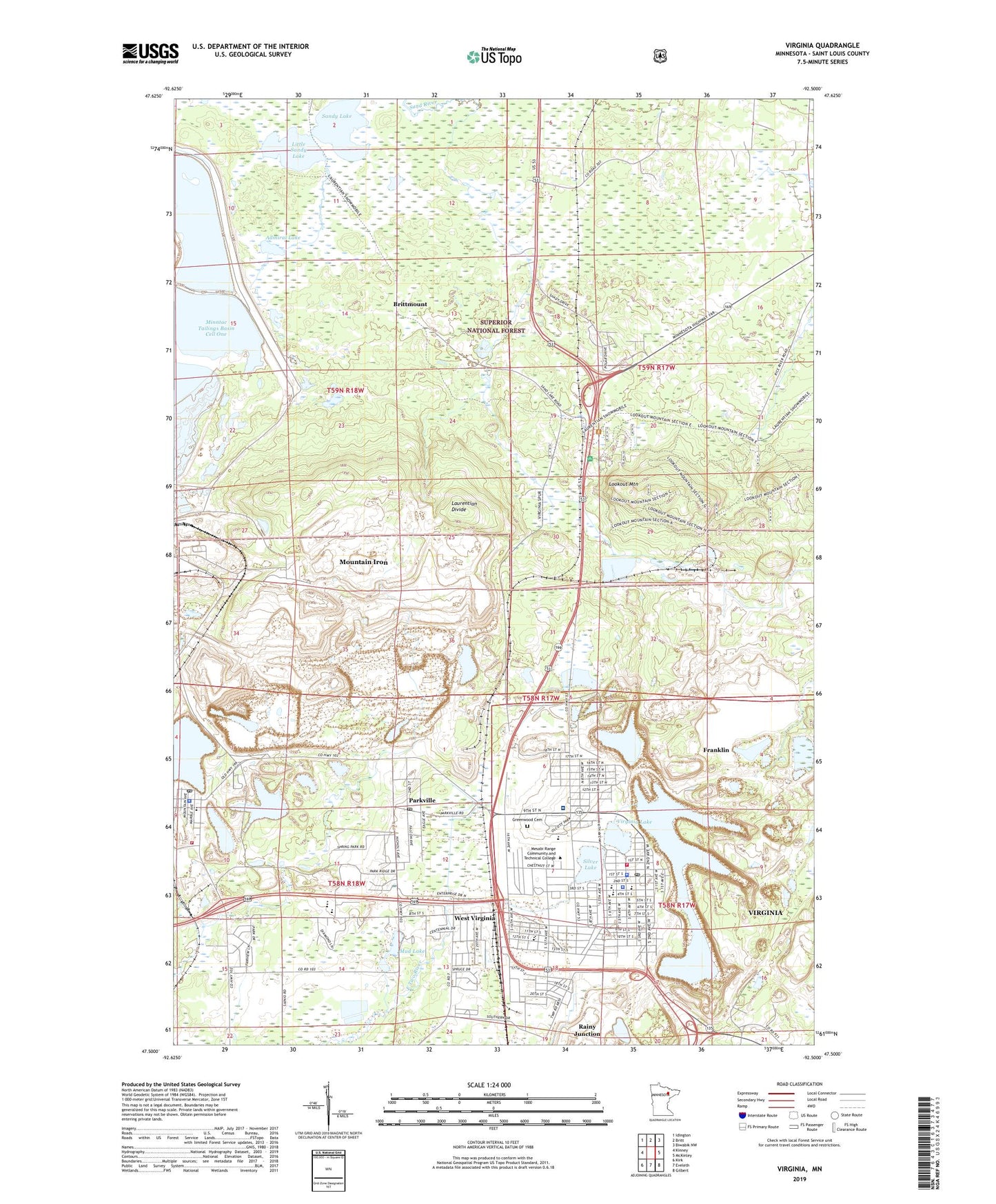 Virginia Minnesota US Topo Map Image