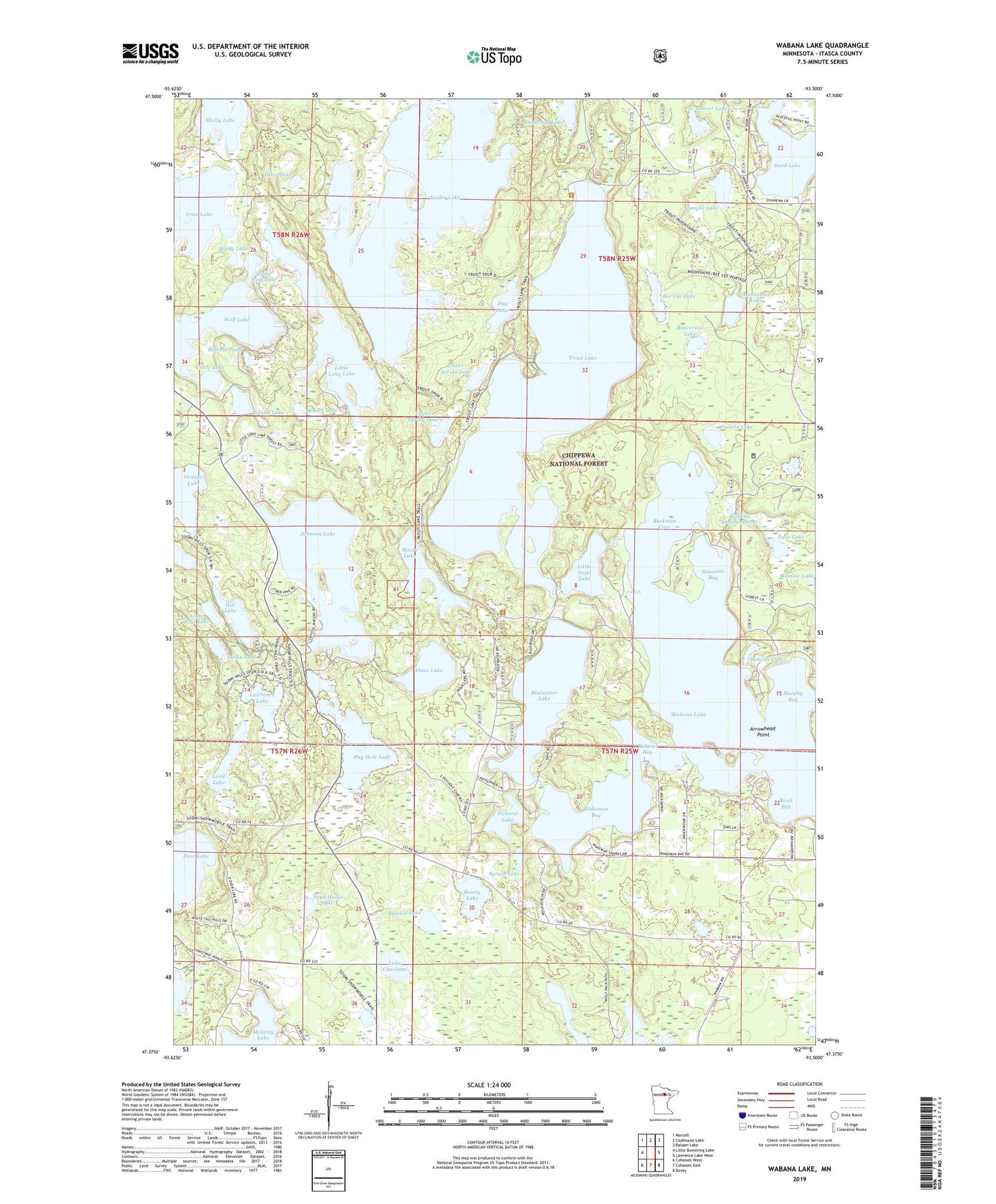 Wabana Lake Minnesota US Topo Map Image