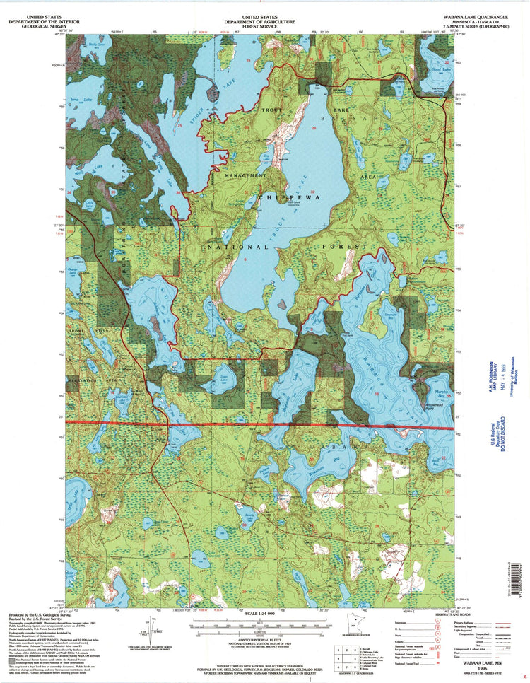 Classic USGS Wabana Lake Minnesota 7.5'x7.5' Topo Map MyTopo Map Store