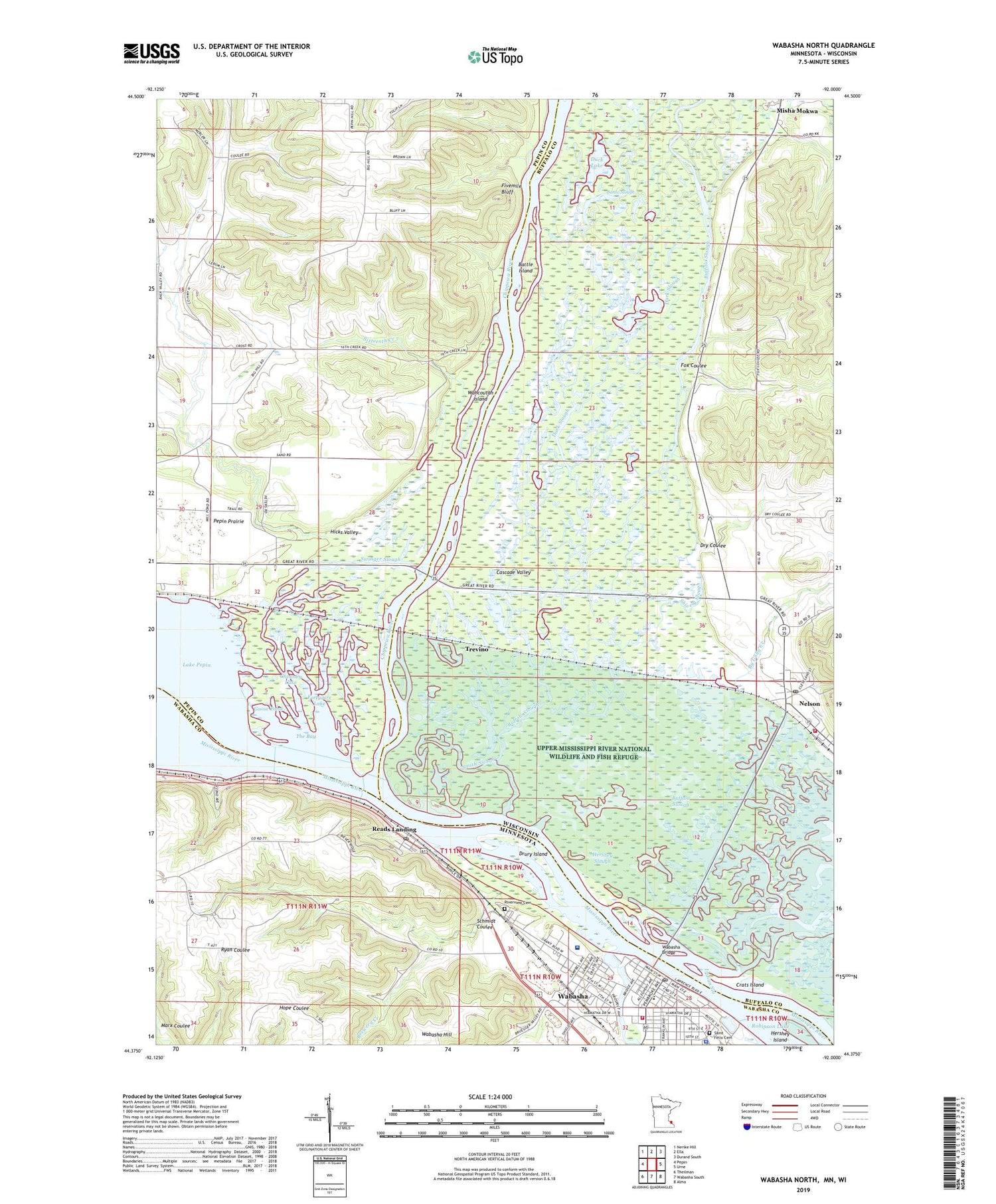Wabasha North Minnesota US Topo Map Image