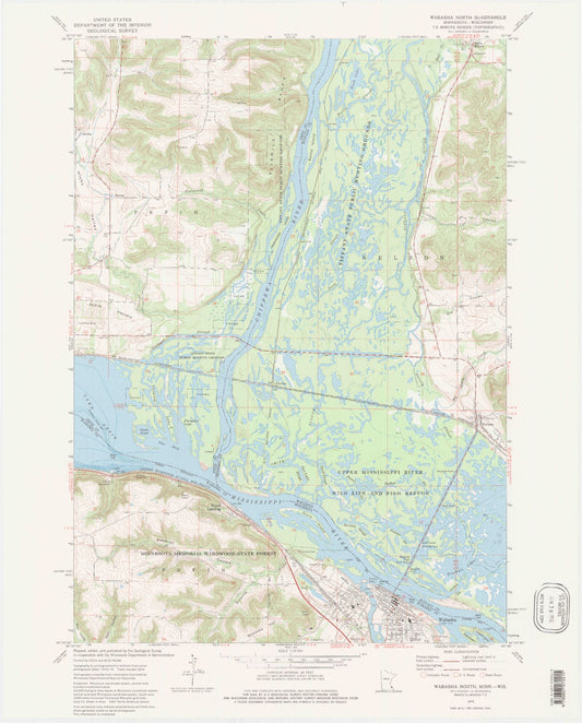 Classic USGS Wabasha North Minnesota 7.5'x7.5' Topo Map Image