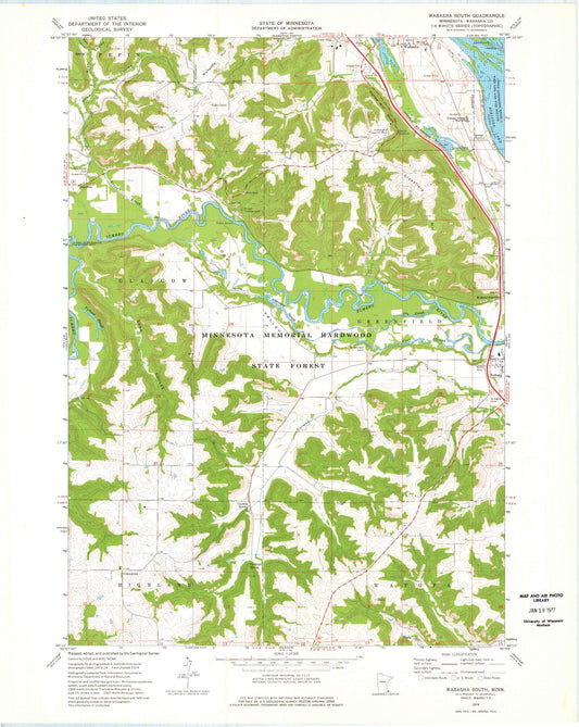 Classic USGS Wabasha South Minnesota 7.5'x7.5' Topo Map Image