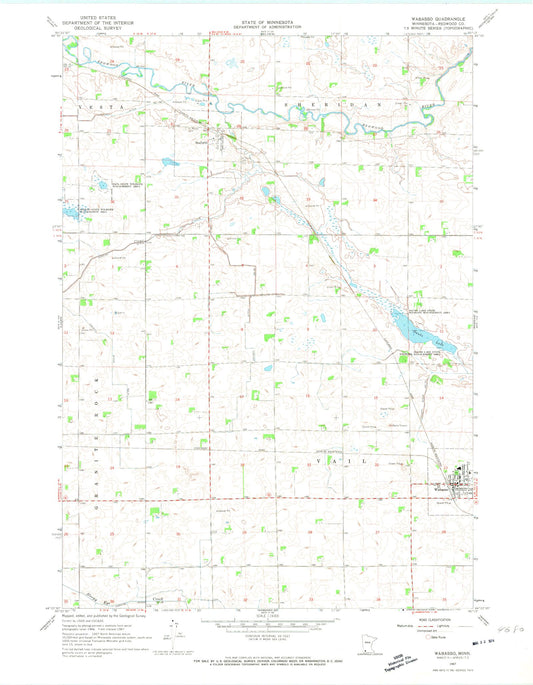 Classic USGS Wabasso Minnesota 7.5'x7.5' Topo Map Image