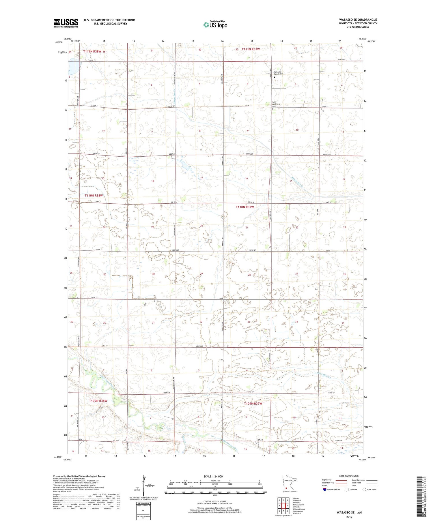 Wabasso SE Minnesota US Topo Map Image