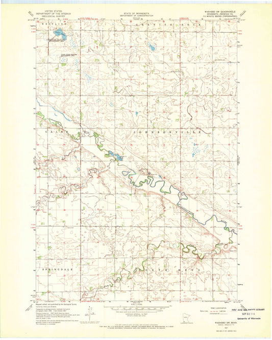 Classic USGS Wabasso SW Minnesota 7.5'x7.5' Topo Map Image