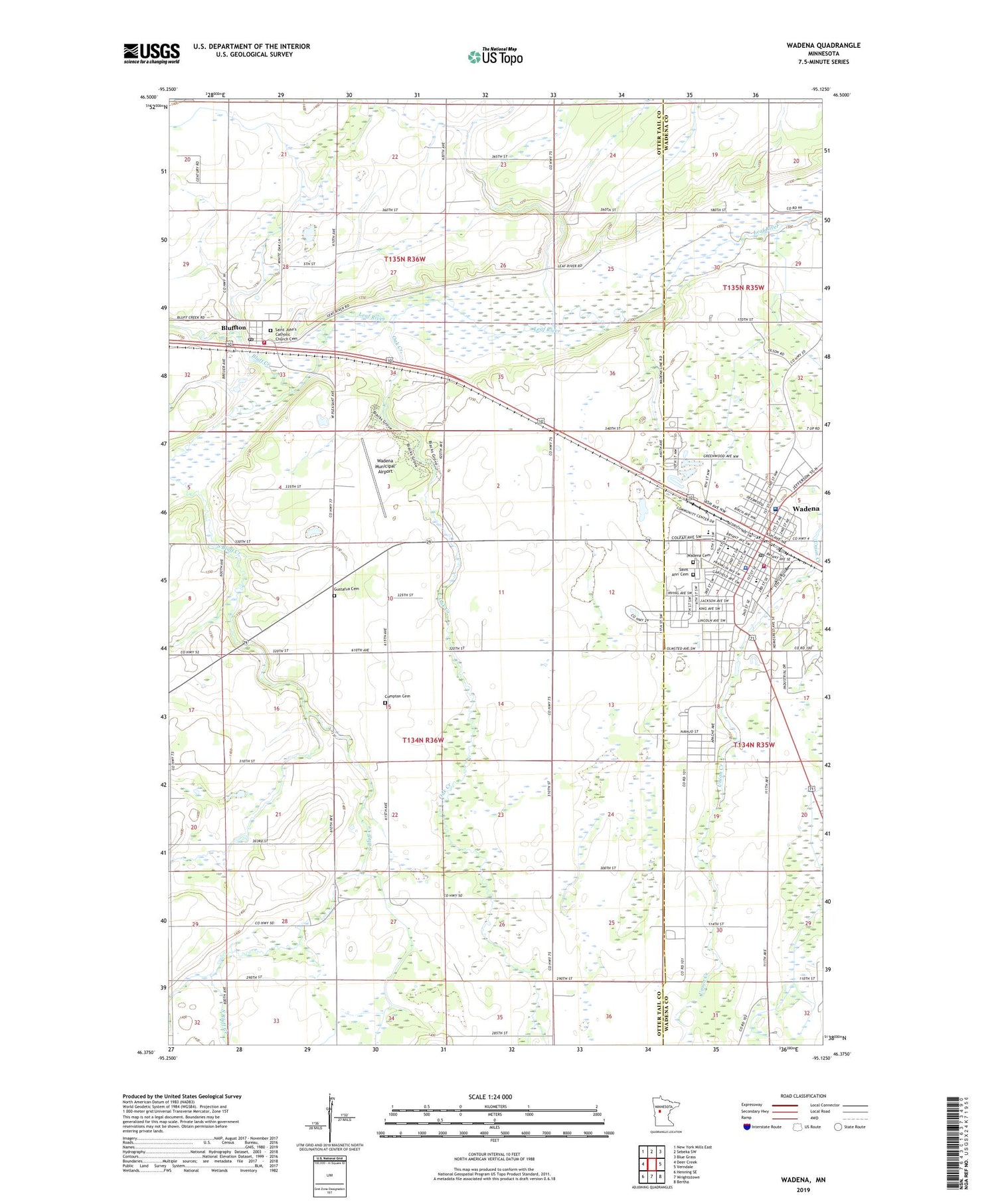 Wadena Minnesota US Topo Map Image