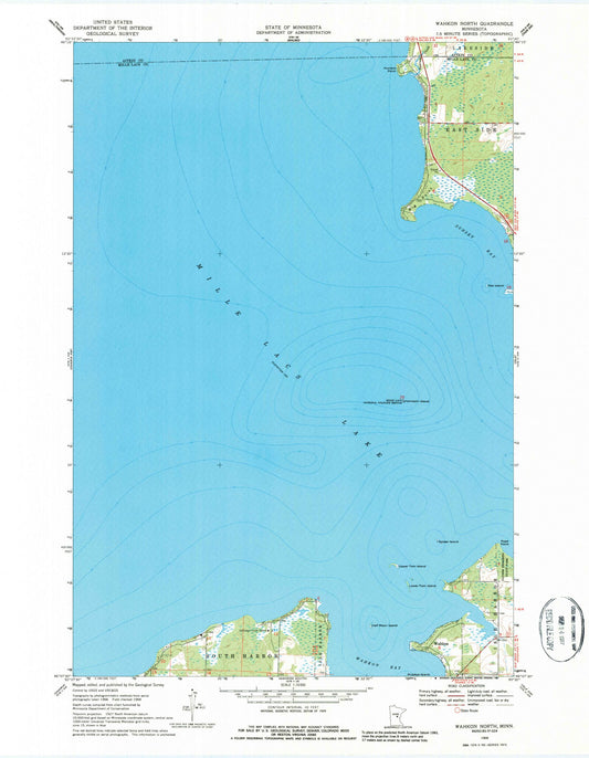 Classic USGS Wahkon North Minnesota 7.5'x7.5' Topo Map Image