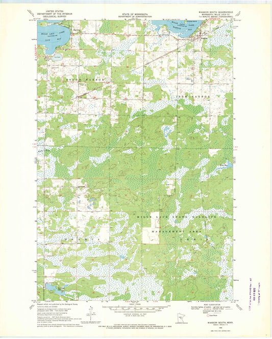 Classic USGS Wahkon South Minnesota 7.5'x7.5' Topo Map Image
