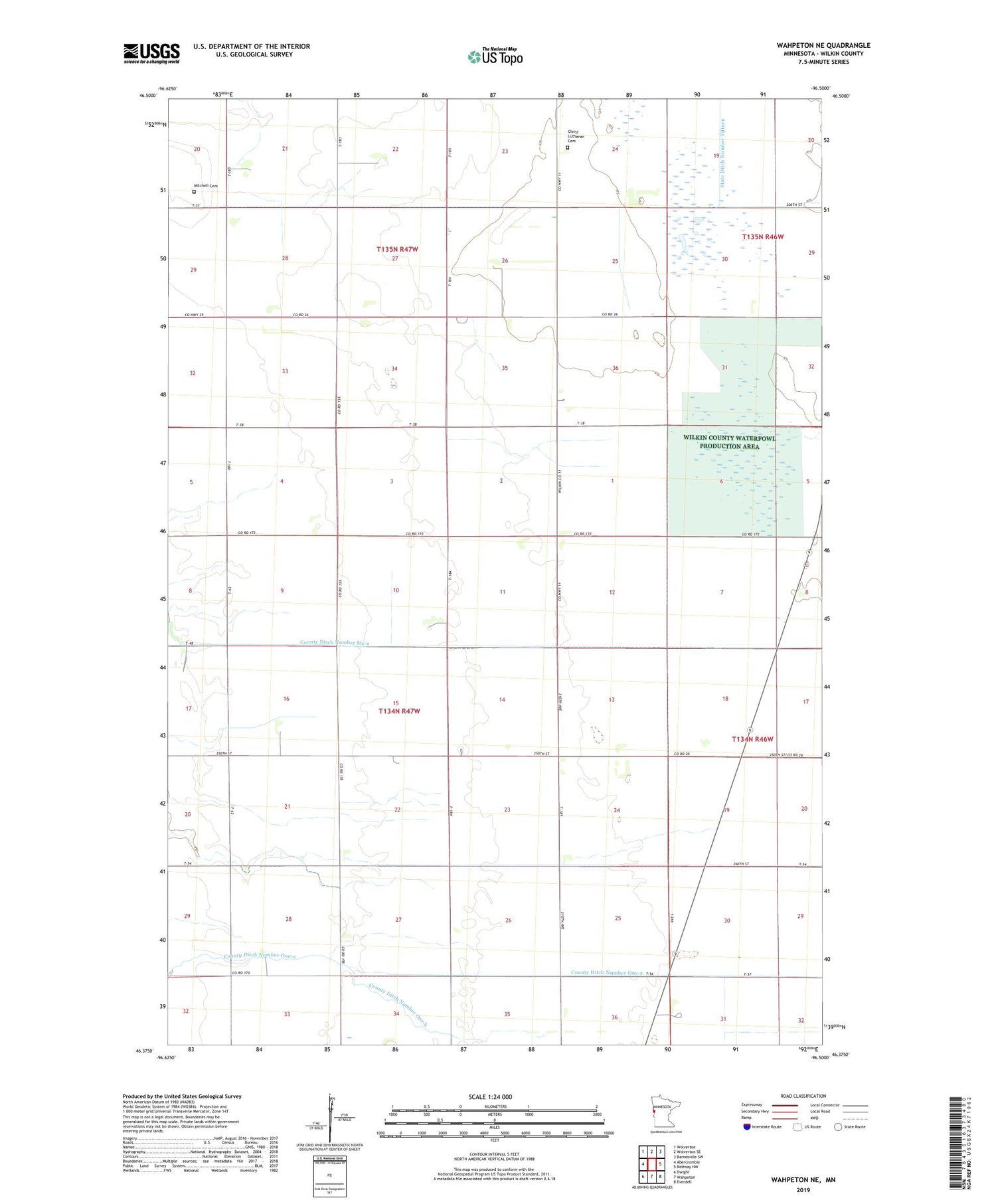 Wahpeton NE Minnesota US Topo Map Image
