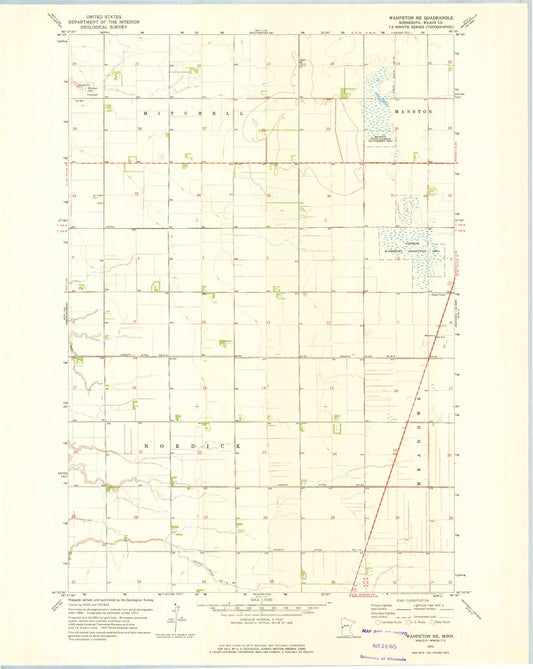 Classic USGS Wahpeton NE Minnesota 7.5'x7.5' Topo Map Image